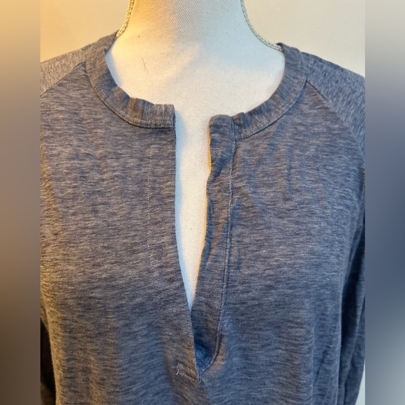 James Perse Split Neck Long Sleeve Tee 4/L NWT Heather Blue - Picture 5 of 7